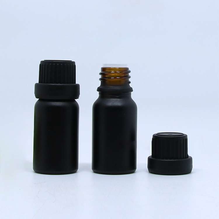 Tamper proof matte black essential oil bottle 10ml 15ml 30ml 50ml 100ml