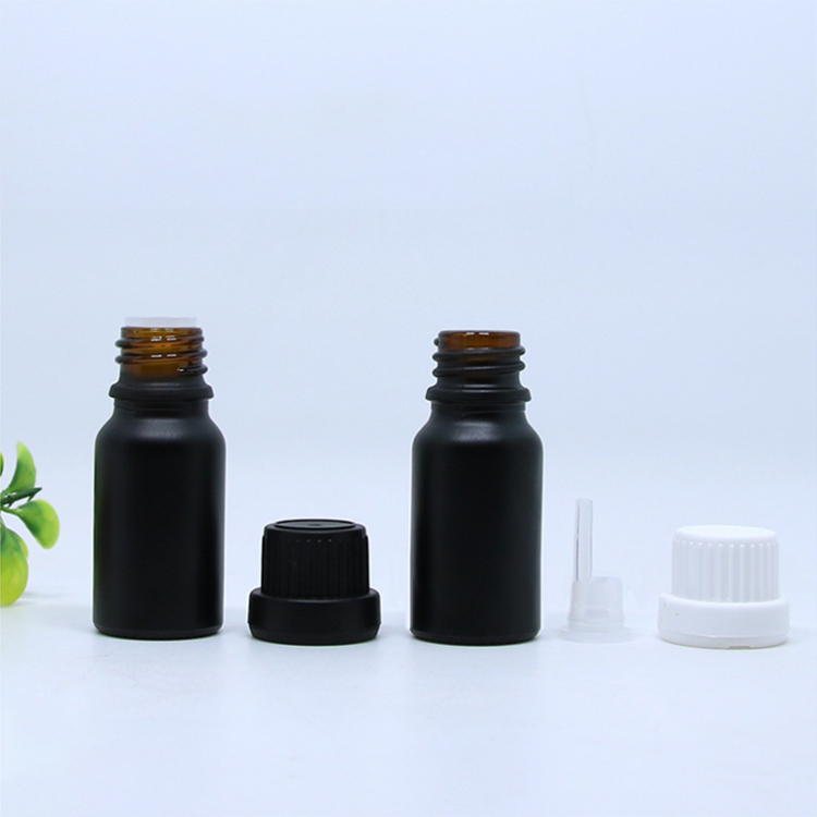 Tamper proof matte black essential oil bottle 10ml 15ml 30ml 50ml 100ml