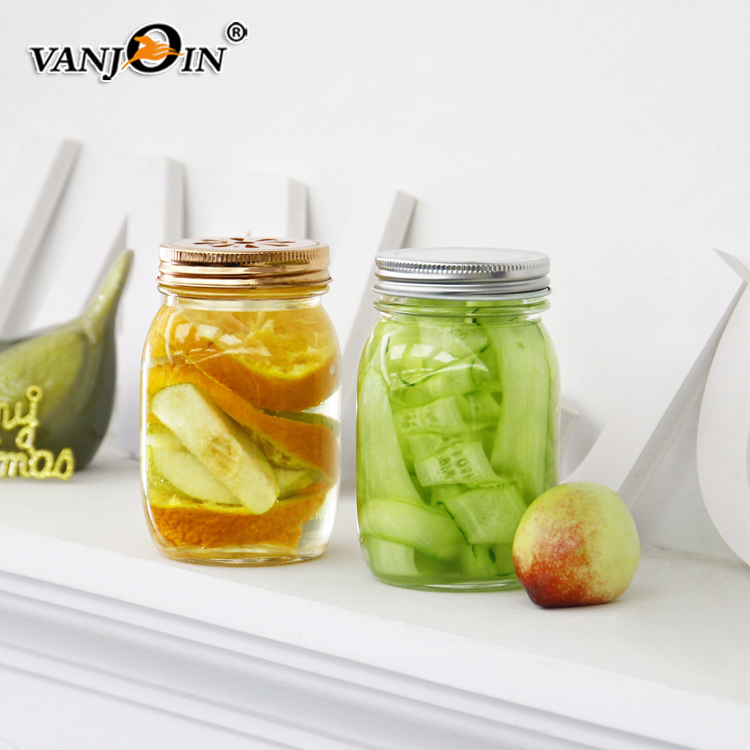 Tapered 16 oz Airtight Glass Mason Jars With Two Piece Lid Canning Jars for Vacuum Storage Honey Spices