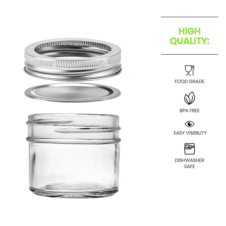Tapered 4 OZ Preserving Mason Jar Food Glass Jars for Caviar Herb Jelly Jams