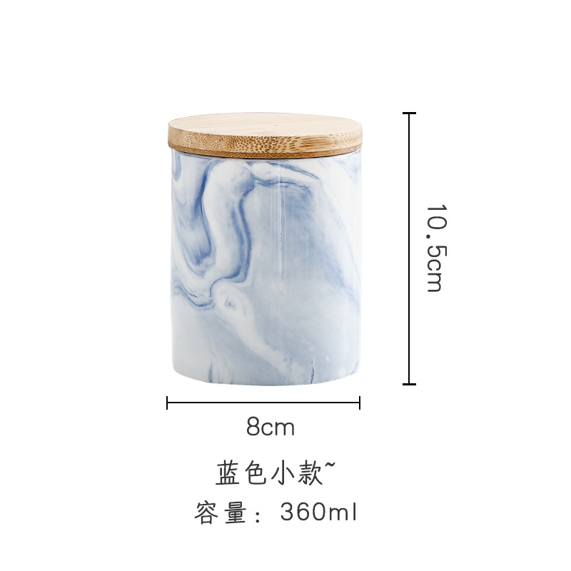 Tea Caddy Ceramic Storage Jar For Spices Tea Coffee Can Kitchen Tank Food Container Bottle With Lid Marbling Sealed Ceramic Jar