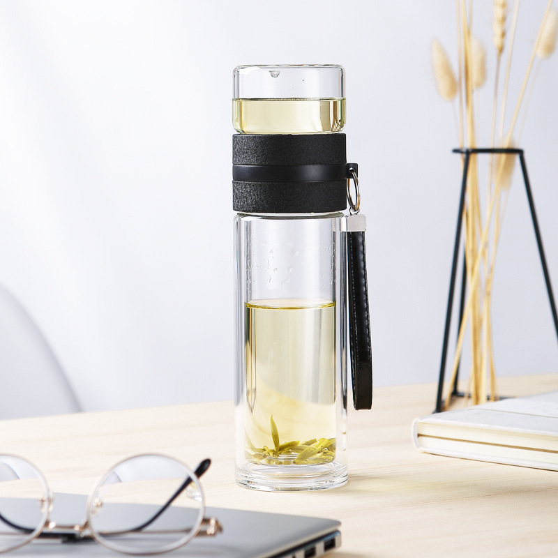 Tea Separation Cup ,Transparent double wall insulation Glass Gift Bottle