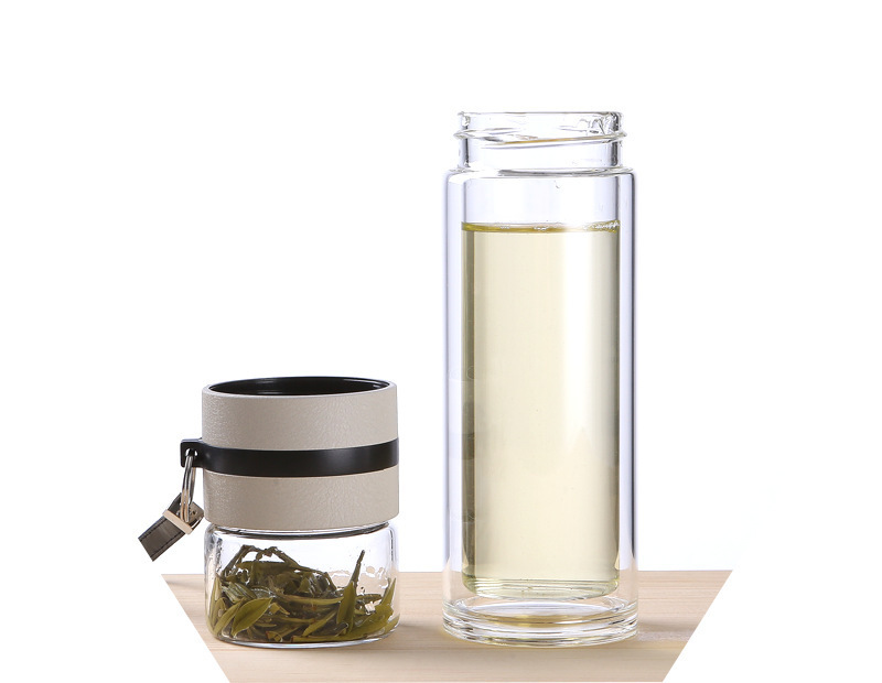 Tea Separation Cup,Transparent double wall insulation Glass Gift Bottle