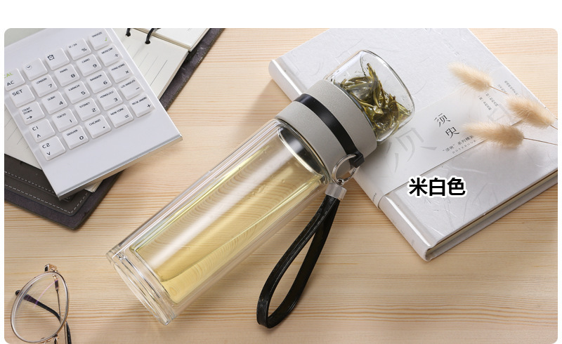 Tea Separation Cup,Transparent double wall insulation Glass Gift Bottle