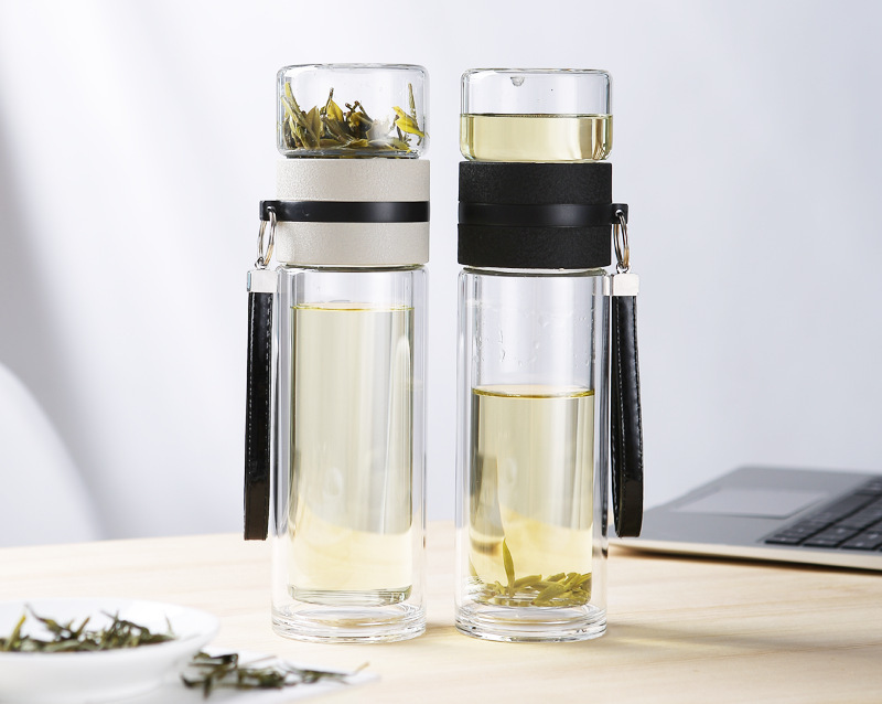 Tea Separation Cup,Transparent double wall insulation Glass Gift Bottle