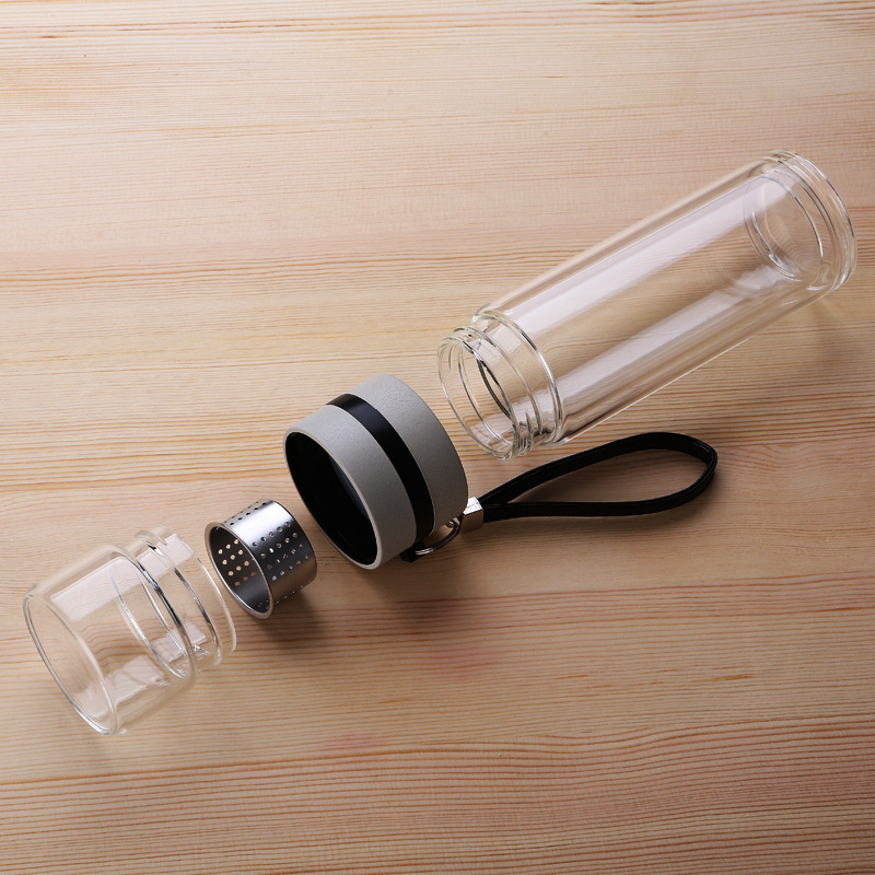 Tea Separation Cup,Transparent double wall insulation Glass Gift Bottle