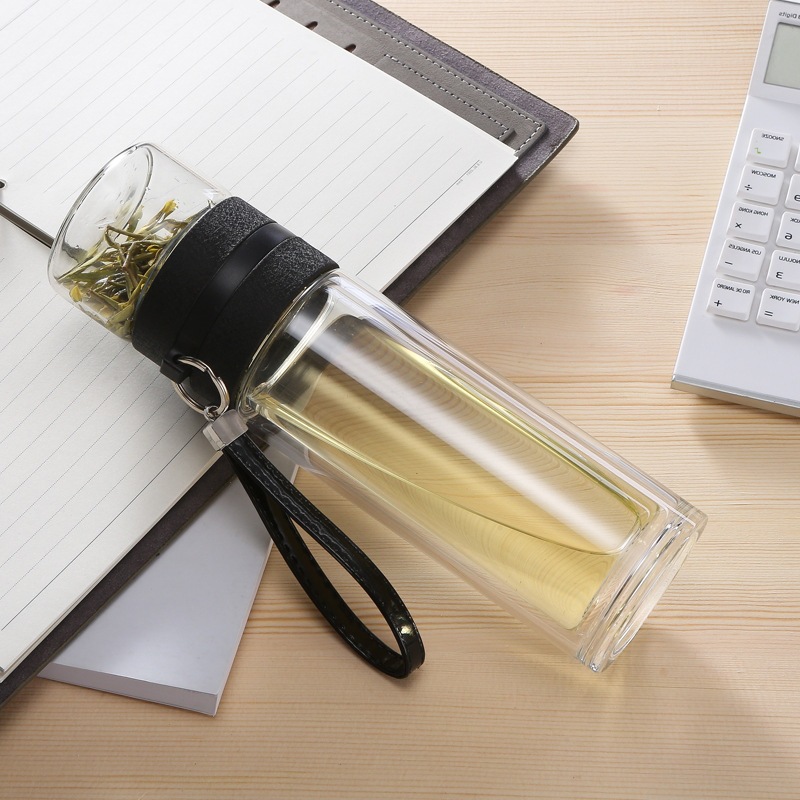 Tea Separation Cup,Transparent double wall insulation Glass Gift Bottle