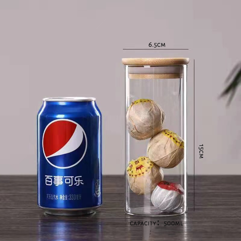 Tea Storage Jars Glass Kitchen Canisters with Airtight Bamboo Lid Glass Storage Jars