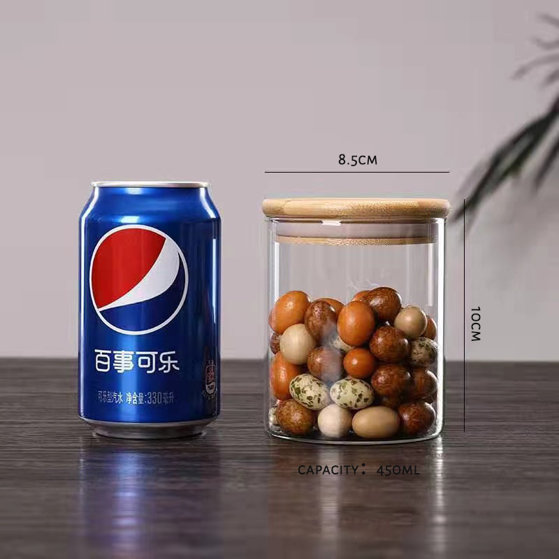 Tea Storage Jars Glass Kitchen Canisters with Airtight Bamboo Lid Glass Storage Jars