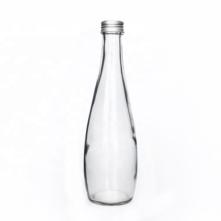 Tear Drop Shape High Grade Clear Spring Sparkling Flavored Water Glass Bottle 330ml For Tonic Water Soda