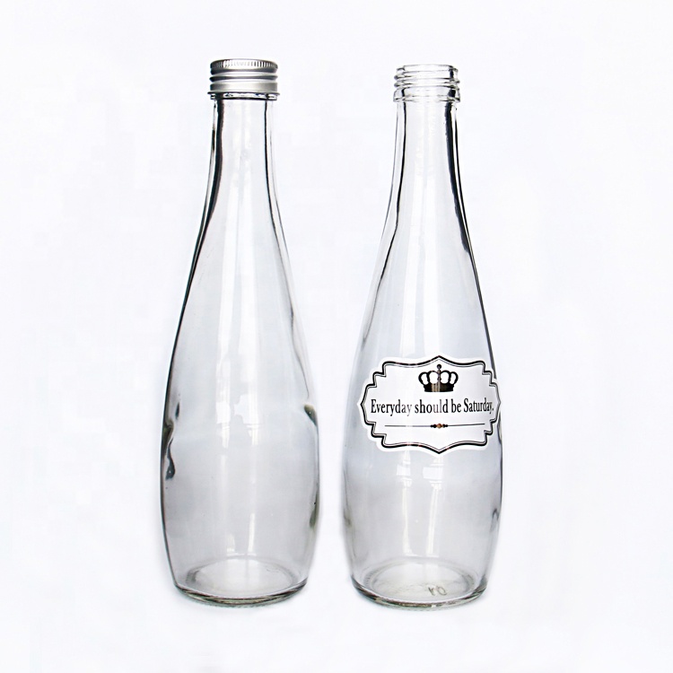 Tear Drop Shape High Grade Clear Spring Sparkling Flavored Water Glass Bottle 330ml For Tonic Water Soda