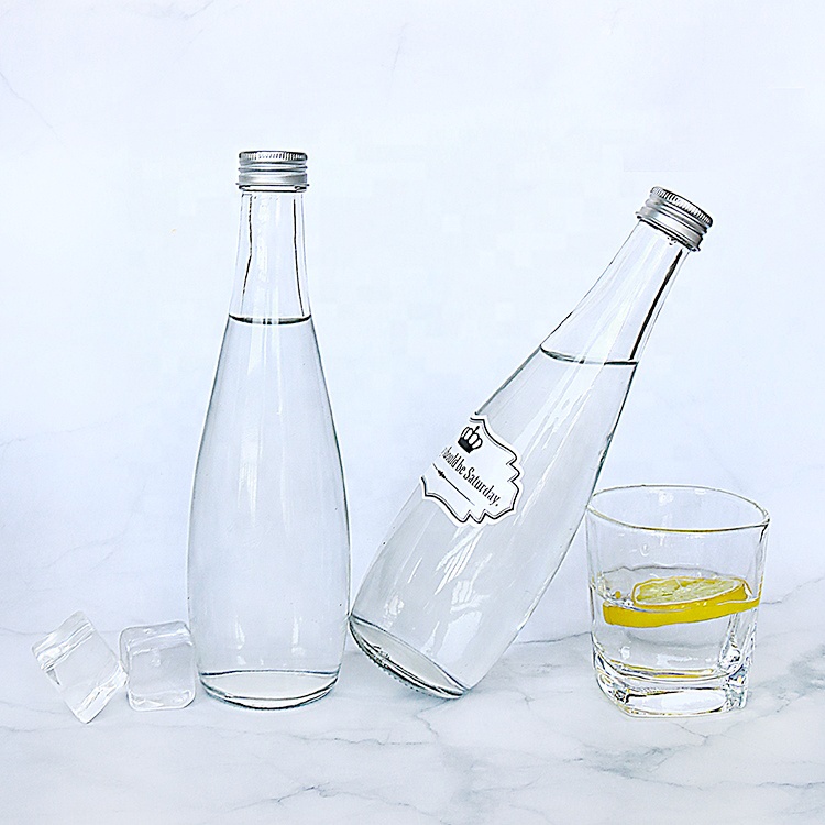 Tear Drop Shape High Grade Clear Spring Sparkling Flavored Water Glass Bottle 330ml For Tonic Water Soda