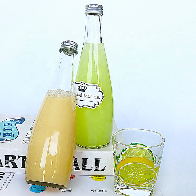 Tear Drop Shape High Grade Clear Spring Sparkling Flavored Water Glass Bottle 330ml For Tonic Water Soda