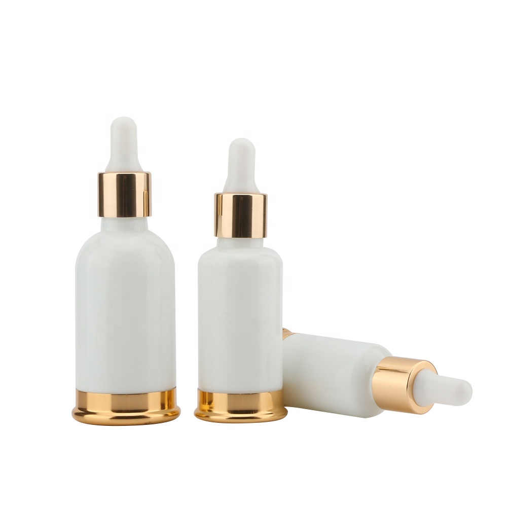 The Of Inclined Shoulder white and golden Empty Personal Care Cosmetic Glass dropper Bottle