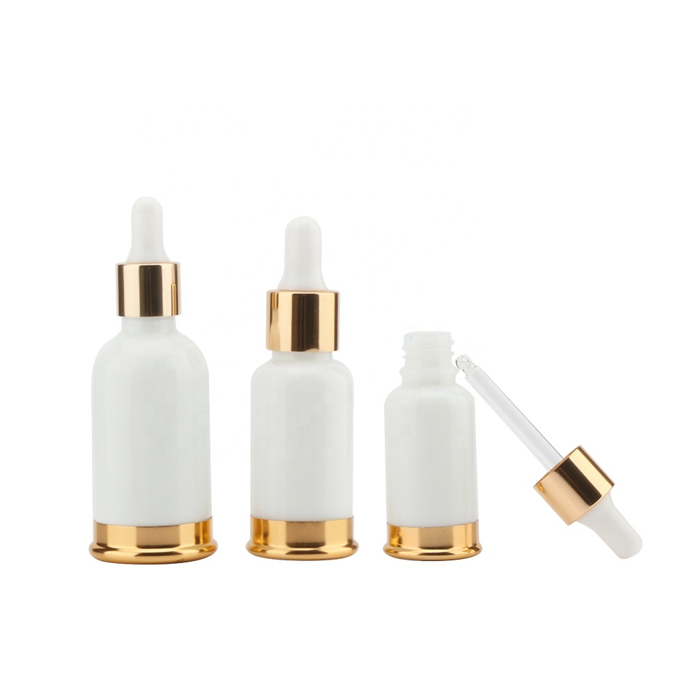 The Of Inclined Shoulder white and golden Empty Personal Care Cosmetic Glass dropper Bottle
