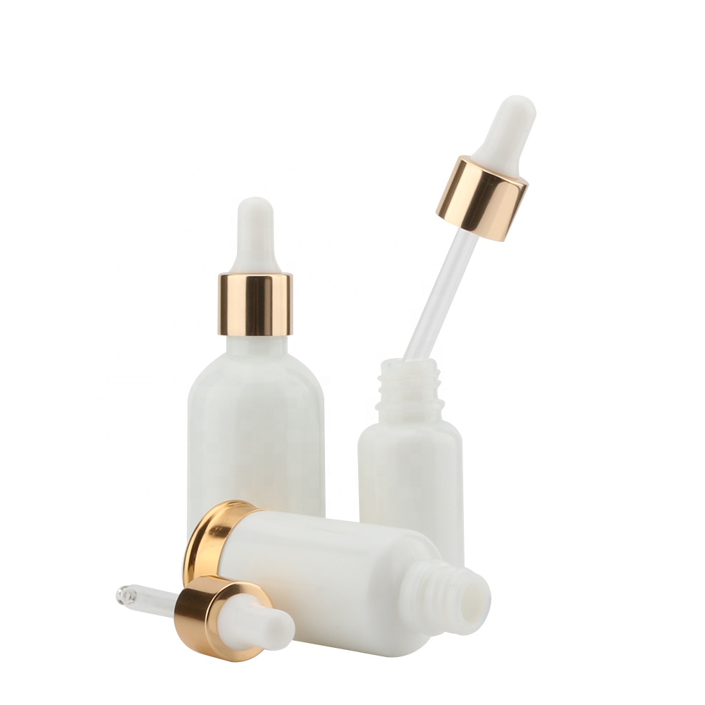 The Of Inclined Shoulder white and golden Empty Personal Care Cosmetic Glass dropper Bottle