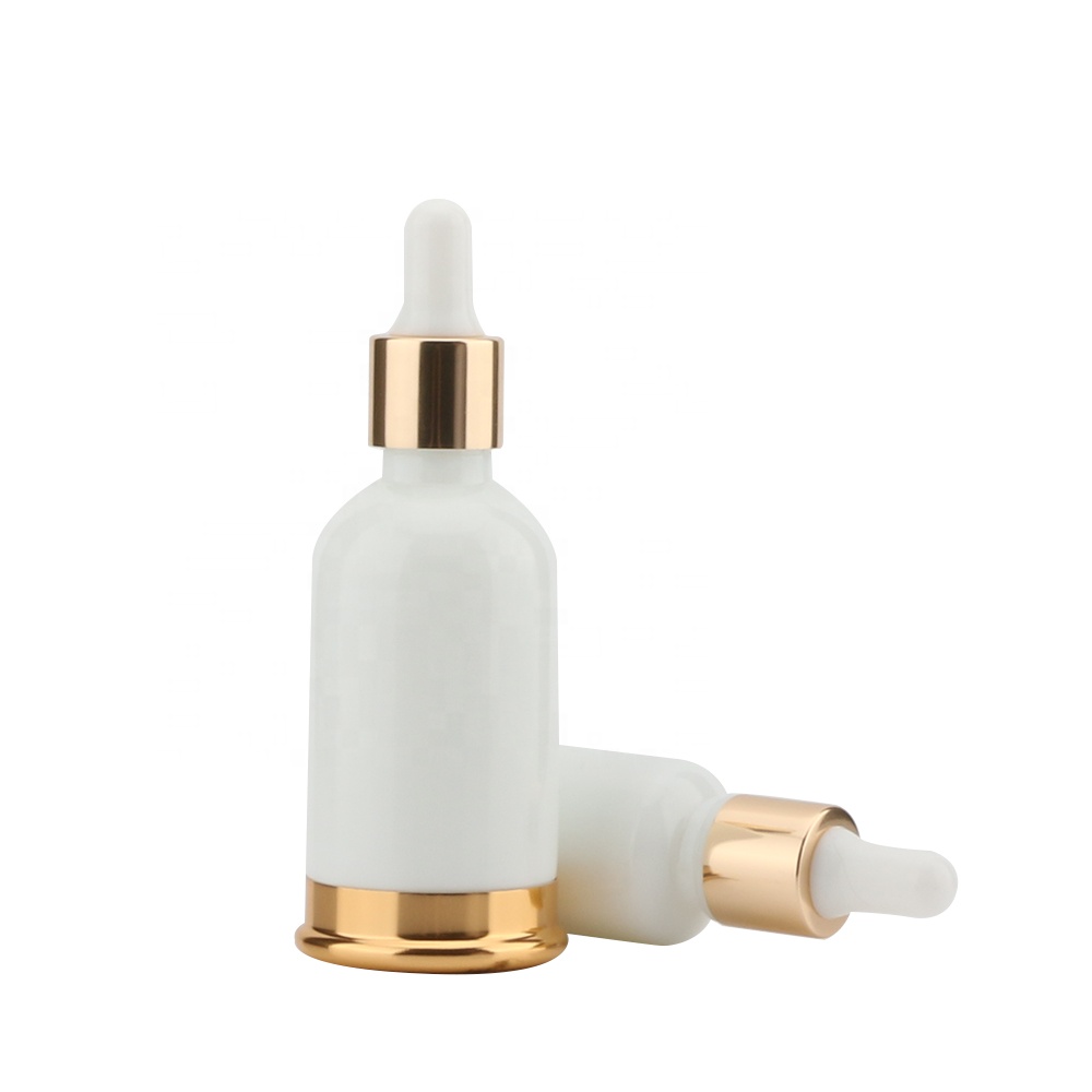 The Of Inclined Shoulder white and golden Empty Personal Care Cosmetic Glass dropper Bottle