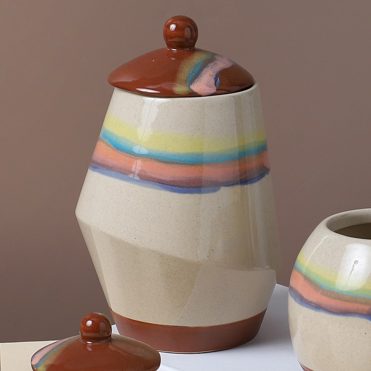 The latest design kitchen handmade unique airtight ceramic storage jar ceramic tea sugar coffee canisters
