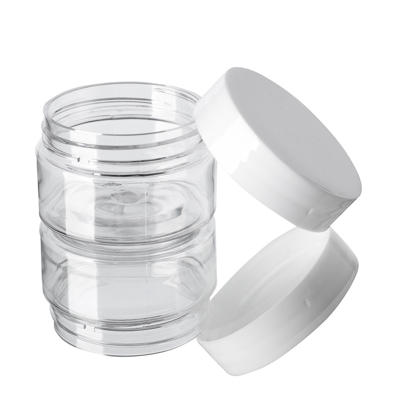 The manufacturer supplies 100g pet wide mouth transparent plastic separately in stock
