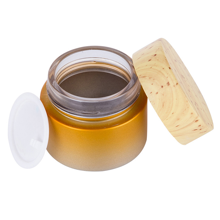 Thick 100ml 3.5oz glass cream jar with black silver cap for cosmetics packaging