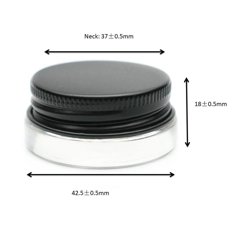 Thick Bottom Low Profile 3ml 5ml 7ml Glass Concentrate Jars with Black Lids Air tight container for medical oils, rosins, waxes