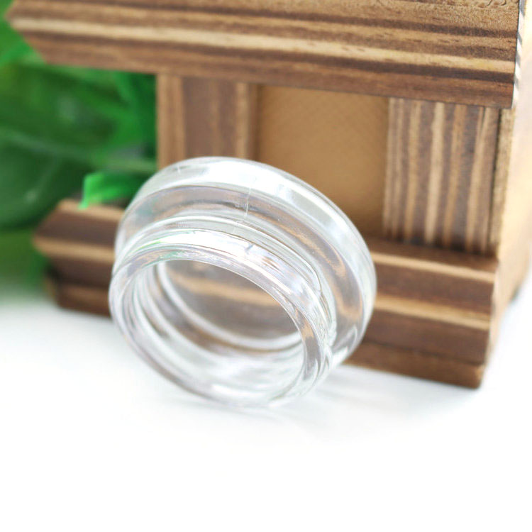 Thick Bottom Low Profile 3ml 5ml 7ml Glass Concentrate Jars with Black Lids Air tight container for medical oils, rosins, waxes