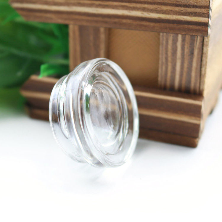 Thick Bottom Low Profile 3ml 5ml 7ml Glass Concentrate Jars with Black Lids Air tight container for medical oils, rosins, waxes
