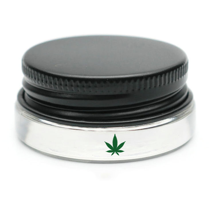 Thick Bottom Low Profile 3ml 5ml 7ml Glass Concentrate Jars with Black Lids Air tight container for medical oils, rosins, waxes