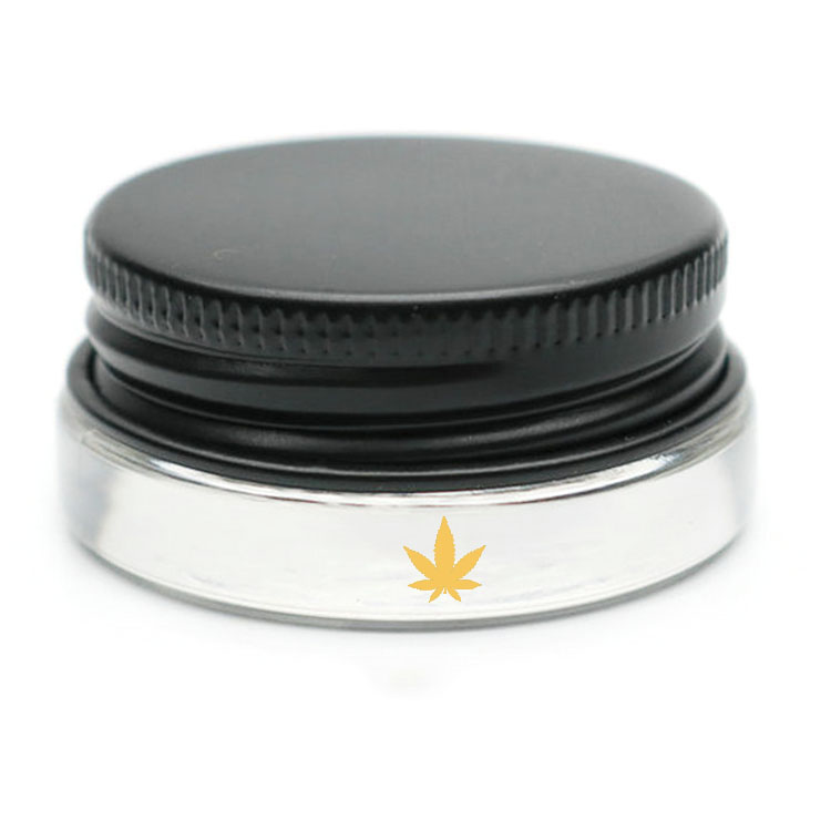Thick Bottom Low Profile 3ml 5ml 7ml Glass Concentrate Jars with Black Lids Air tight container for medical oils, rosins, waxes