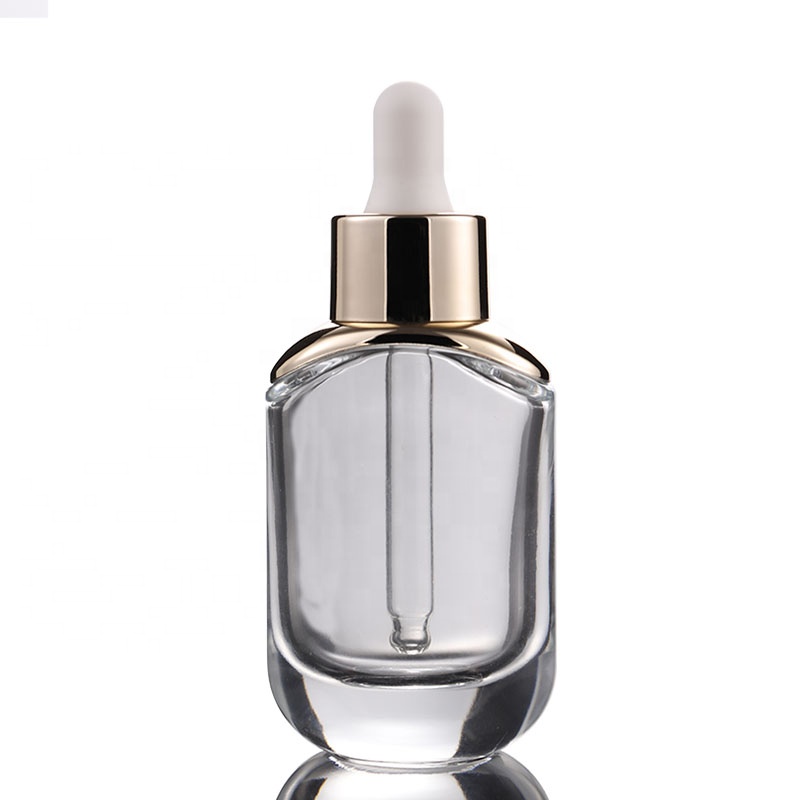 Thick Bottom Transparent 30ml Empty Glass Cosmetic Bottle Square Dropper Empty Essence Essential Oil Bottle