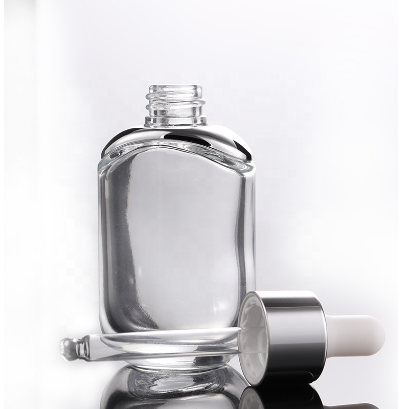 Thick Bottom Transparent 30ml Empty Glass Cosmetic Bottle Square Dropper Empty Essence Essential Oil Bottle