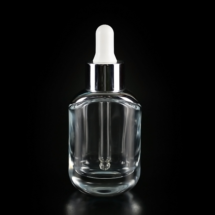 Thick Bottom Transparent 30ml Empty Glass Cosmetic Bottle Square Dropper Empty Essence Essential Oil Bottle
