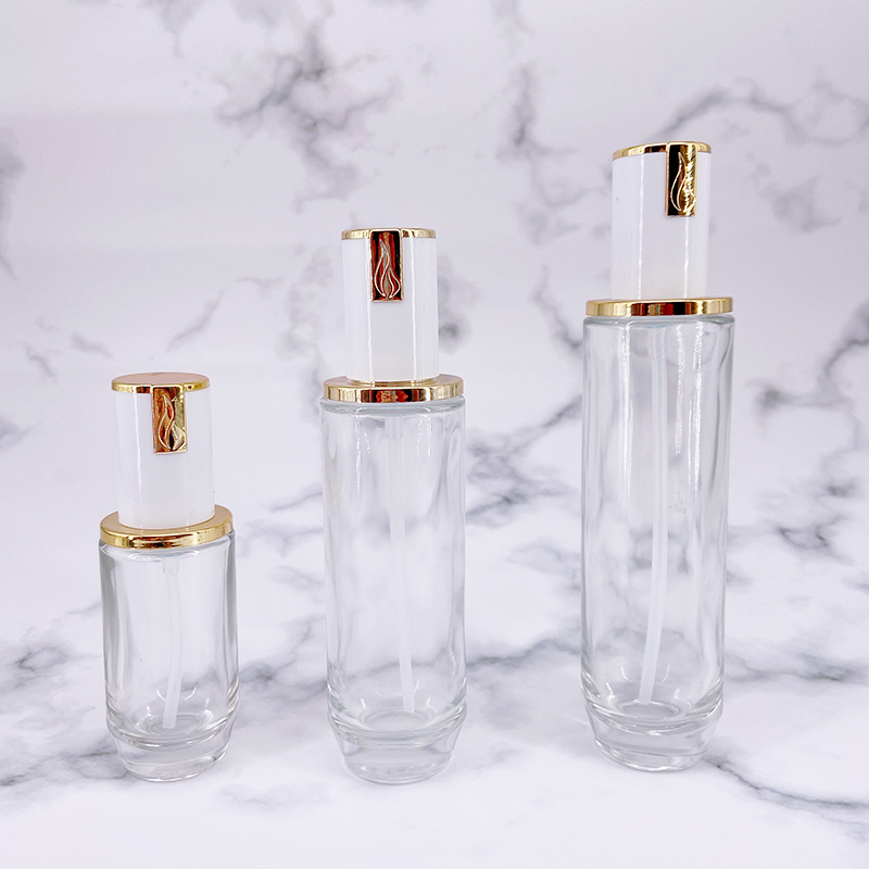 Thick Bottom Transparent Skin Care Set Empty Glass Cosmetic Bottle Empty Cream Essence Oil Bottle