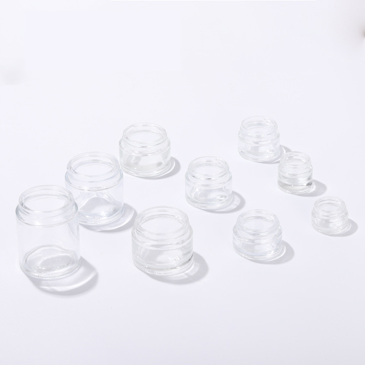 Thick Clear Glass Cream Jar 5g to 100g Cosmetic Cream Container with Wooden Lid