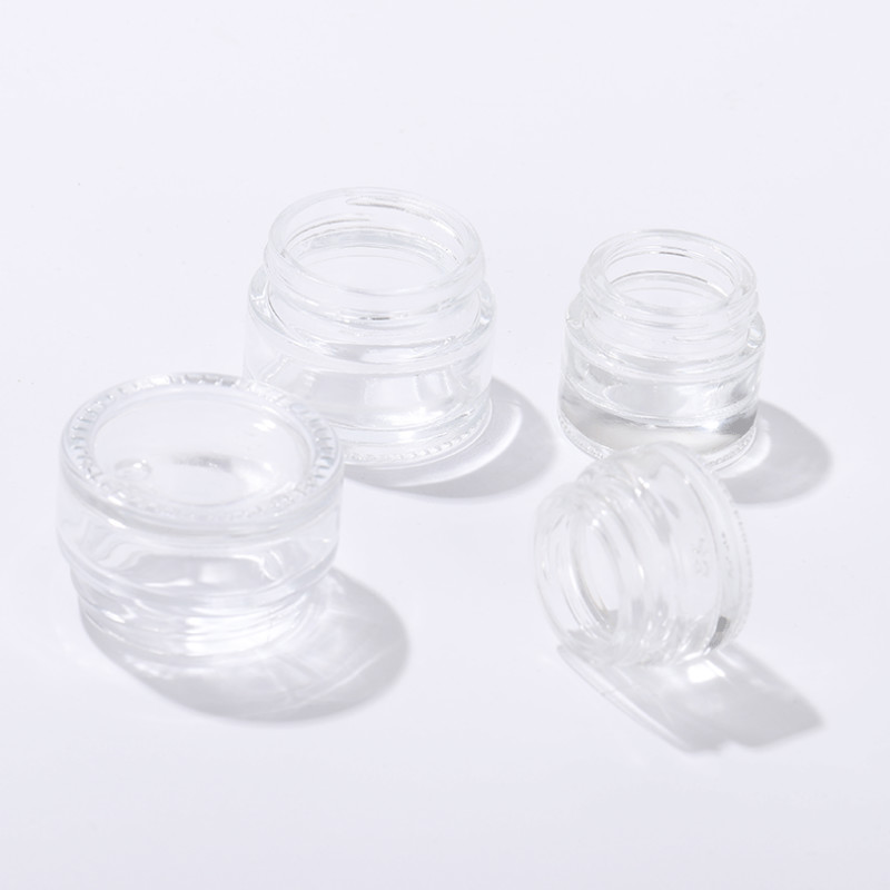 Thick Clear Glass Cream Jar 5g to 100g Cosmetic Cream Container with Wooden Lid