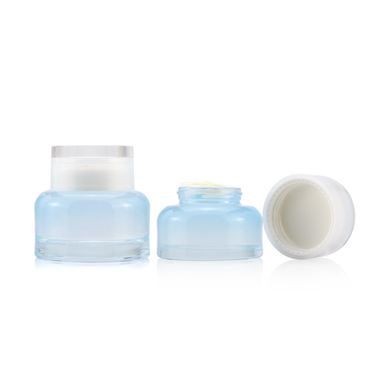 Thick Wall Round Cosmetic Packaging Container Leak Proof Blue Acrylic Jars for Beauty