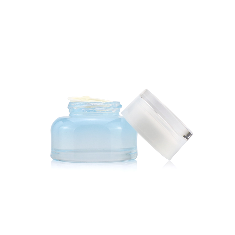 Thick Wall Round Cosmetic Packaging Container Leak Proof Blue Acrylic Jars for Beauty