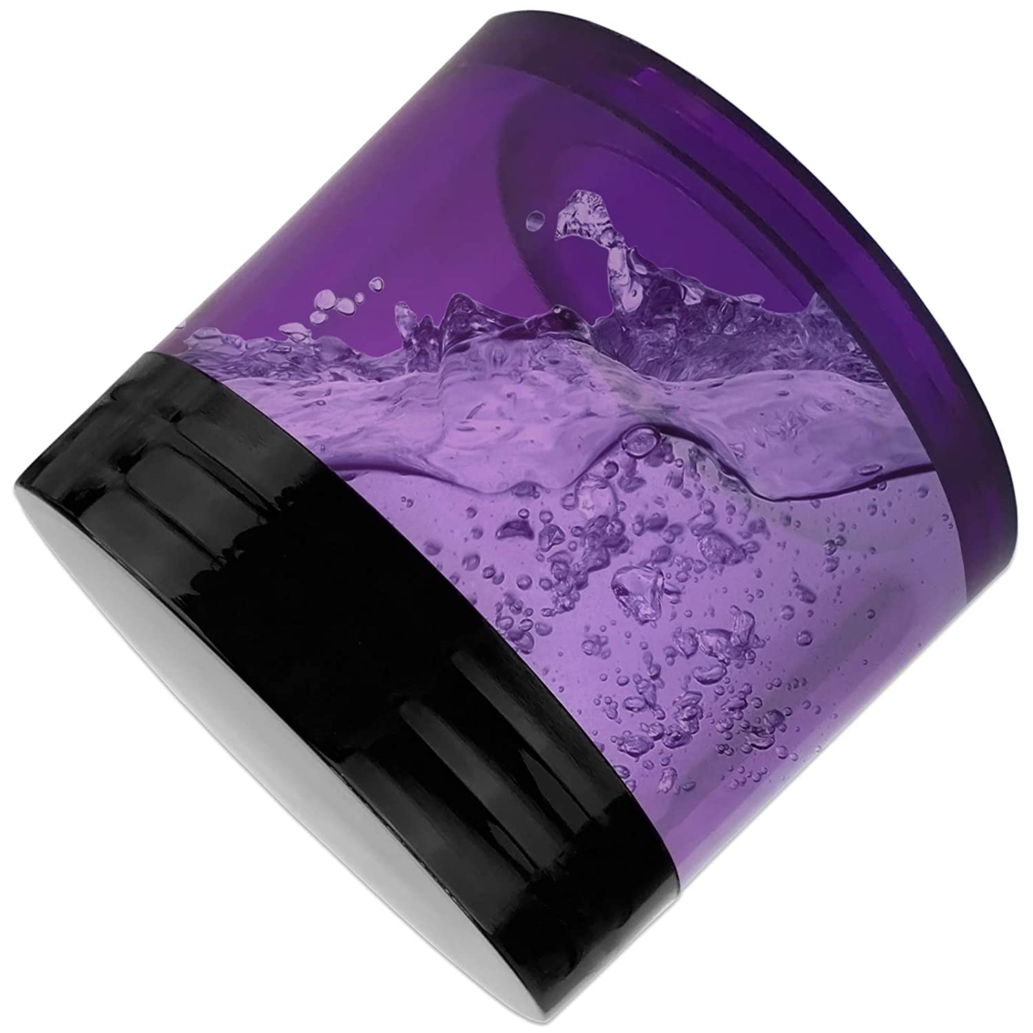 Thick Wall Round PURPLE CLEAR Plastic Container Jars with Black Flat Top Lids - Leak-Proof Jar - BPA Free