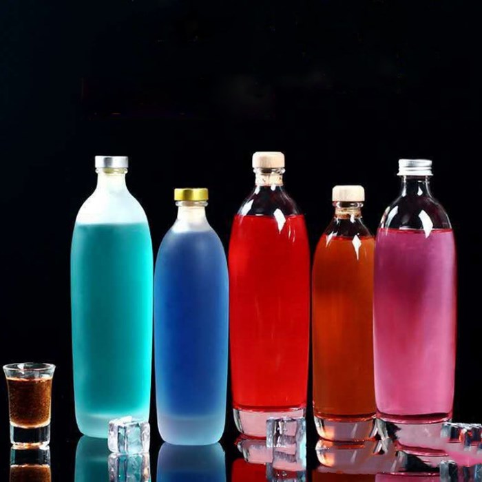 Thick bottom 330ml 500ml round cylinder flint glass bottle fruit vinegar beverage liquor bottle with wooden or screw cap
