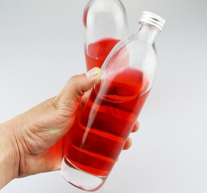 Thick bottom 330ml 500ml round cylinder flint glass bottle fruit vinegar beverage liquor bottle with wooden or screw cap