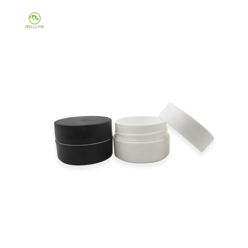 Thick bottom double wall 50g 100g cylinder frosted white black cosmetic cream PP plastic jar with twist screw cap