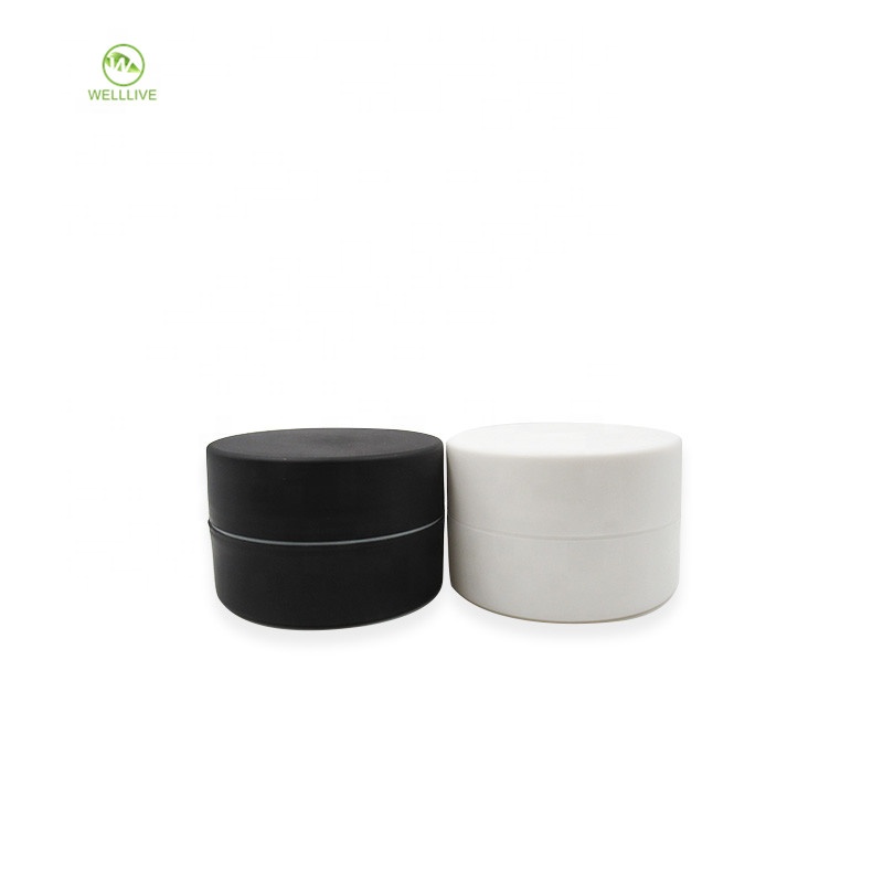 Thick bottom double wall 50g 100g cylinder frosted white black cosmetic cream PP plastic jar with twist screw cap
