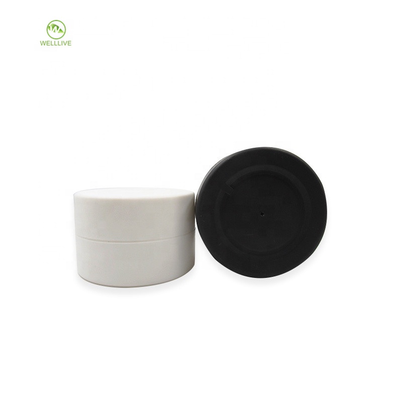 Thick bottom double wall 50g 100g cylinder frosted white black cosmetic cream PP plastic jar with twist screw cap