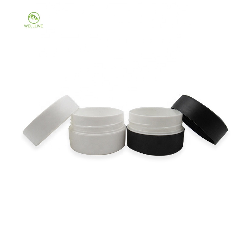 Thick bottom double wall 50g 100g cylinder frosted white black cosmetic cream PP plastic jar with twist screw cap