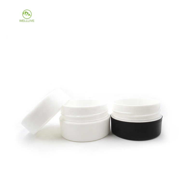 Thick bottom double wall 50g 100g cylinder frosted white black cosmetic cream PP plastic jar with twist screw cap