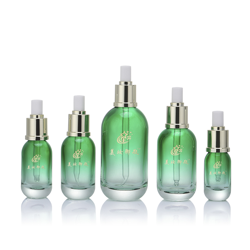 Thick bottom gradient green essential oil dropper glass bottle for 10ml 20ml 30ml 50ml 100ml