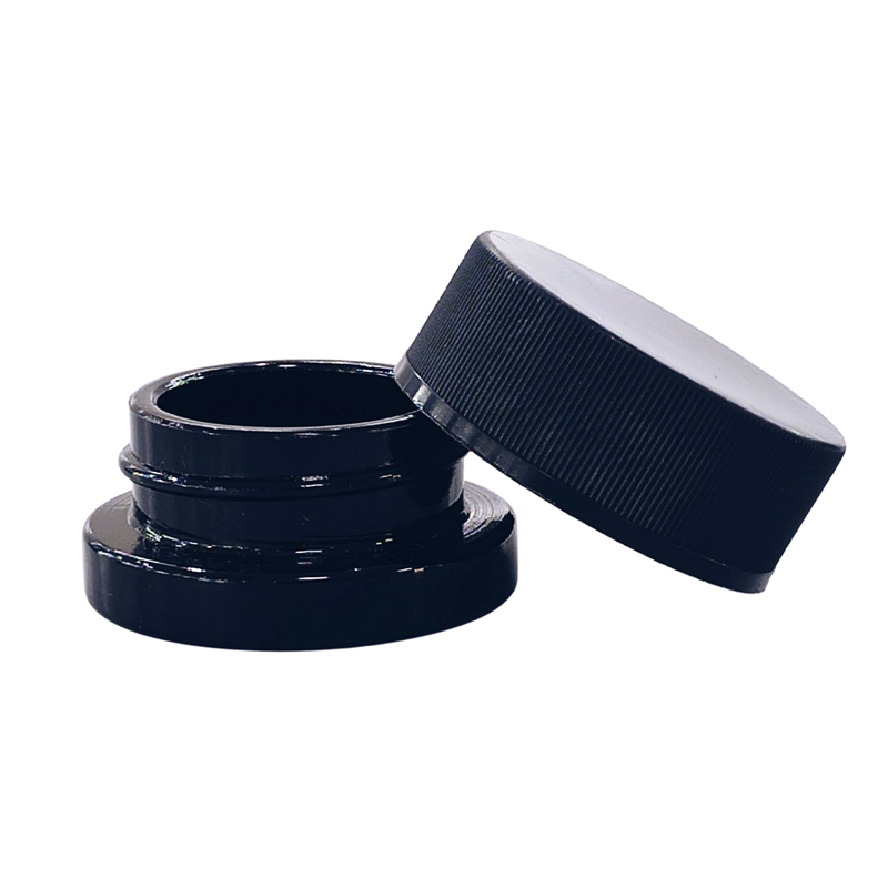 Thick bottom small cbd oil concentrate container 5g uv black white colored childproof glass jar