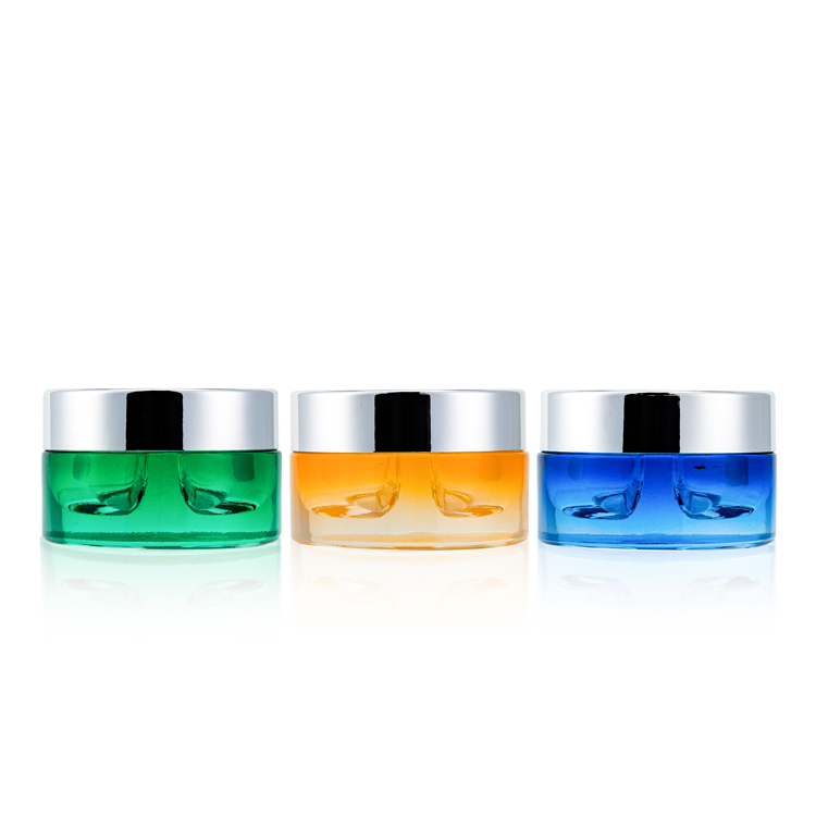 Thick glass double chamber skincare container 20g 85g empty cosmetic face body cream jar with plastic lip