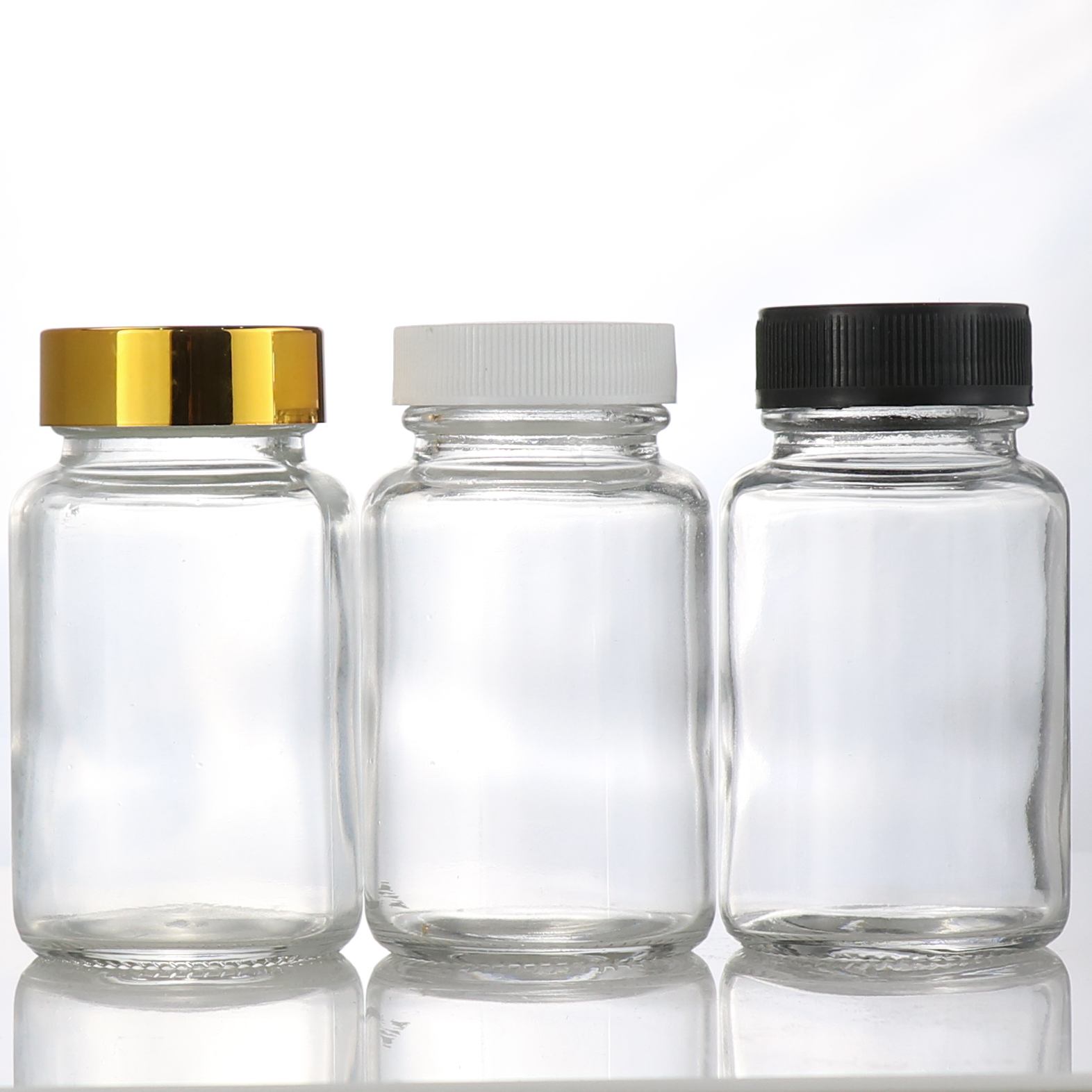 Thick wall 120ml glass amber pill bottle frosted glass tablet bottle Capsules Container Medicine and seal