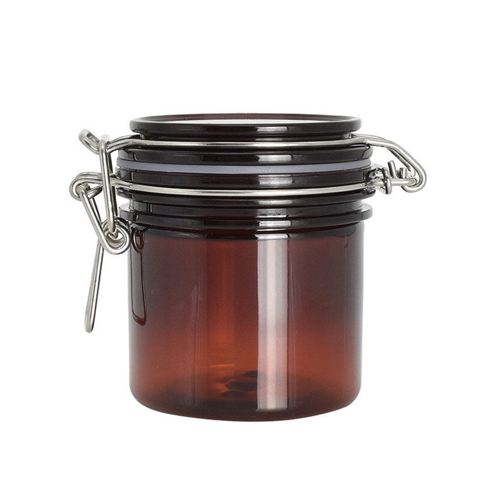 Thick wall PET plastic cosmetic body scrub clear empty 100ml 200ml 250ml 500ml hair mason 8oz natural bath salts jar with spoon